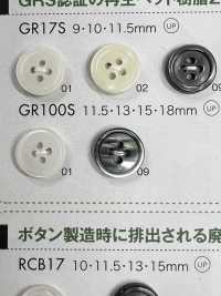GR100S Bouton En Résine PET Recyclé à 25 % Certifié GRS Avec Bord, 4 Trous DAIYA BUTTON(DAIYA BUTTON) Sous-photo