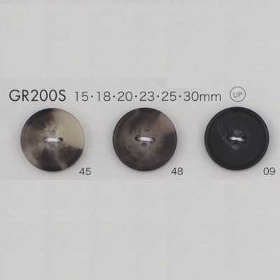 GR200S Bouton certifié GRS, en résine PET recyclée mélangée à 25 %, avec rebord, 4 trous