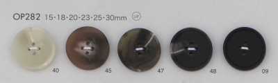 OP282 Bouton en résine polyester imitation corne de buffle à 4 trous
