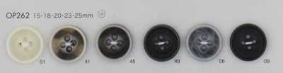 OP262 Bouton en résine polyester aspect corne de buffle à 4 trous