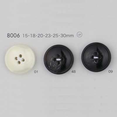 8006 Bouton en résine polyester avec bord, 4 trous