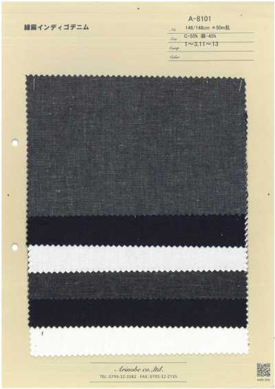 A-8101 Denim coton-lin indigo