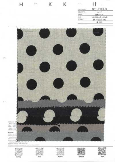 DOT-7100-3 Toile écrue en coton et lin à pois
