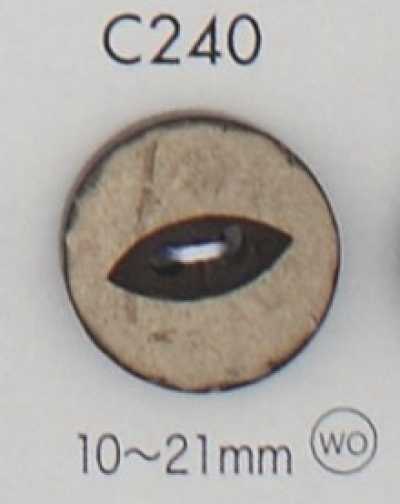 C240 Bouton en bois naturel à 2 trous