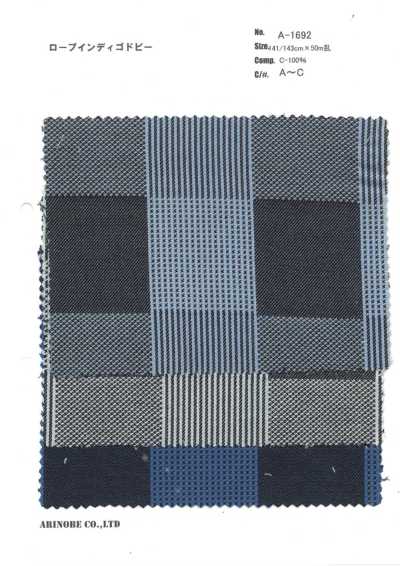 A-1692 Dobby indigo teint en corde