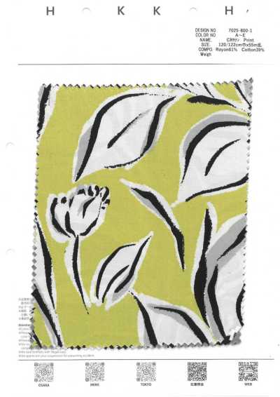7025-800-1 CR Satin (Grand motif floral, toucher brossé)
