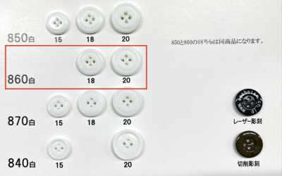 860 Bouton à 4 trous à bord en résine urée