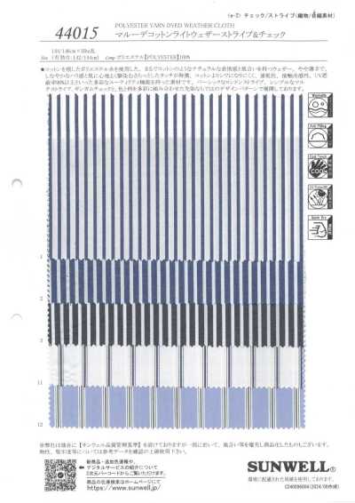 44015 Marude Toile légère en coton à rayures et carreaux
