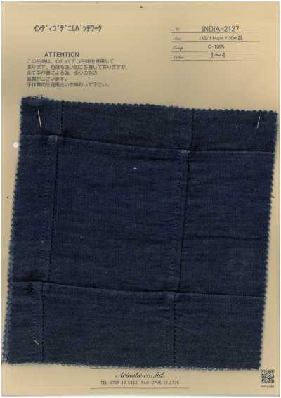 INDIA-2127 Patchwork en denim indigo
