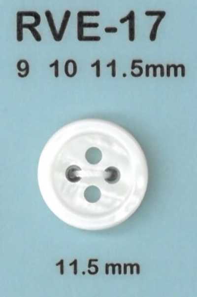RVE17 Bouton en coquillage à 4 trous, coquillage d’eau douce