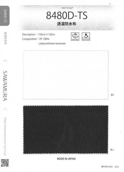 8480D-TS Tissu respirant imperméable