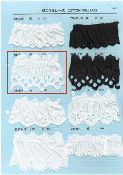 8035F Dentelle à volants en coton