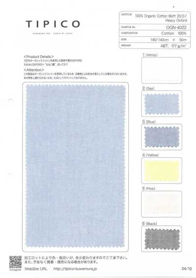 OGN-4022 Oxford biologique teint en fil 40/1
