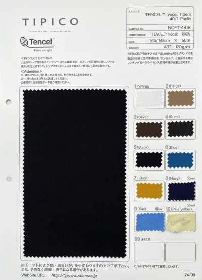 NOFT-4418 Fibre de lyocell TENCEL™ Popeline 40/1