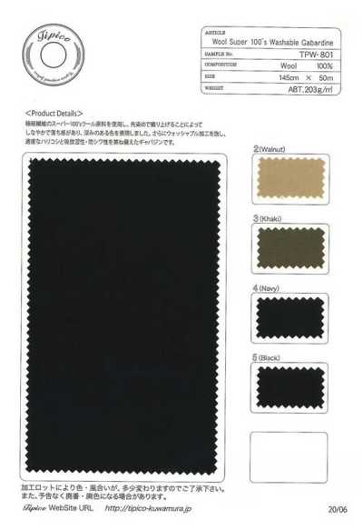 TPW-801 Gabardine lavable Super 100's