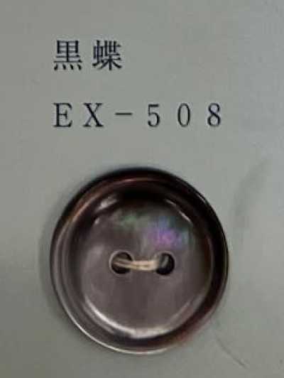 EX508 Bouton en coquillage noir en forme de papillon à 2 trous avec bordure