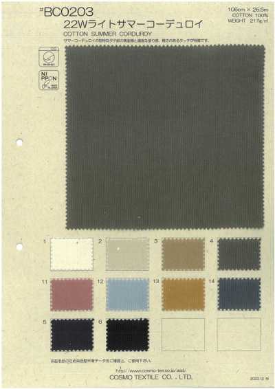 BC0203 22W velours côtelé léger d'été