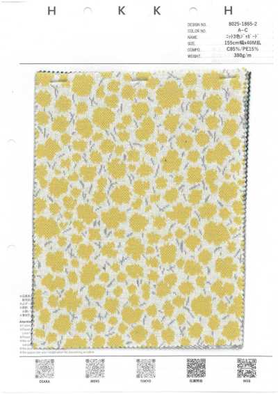 8025-1865-2 Tricot jacquard tricolore à petits motifs floraux serrés