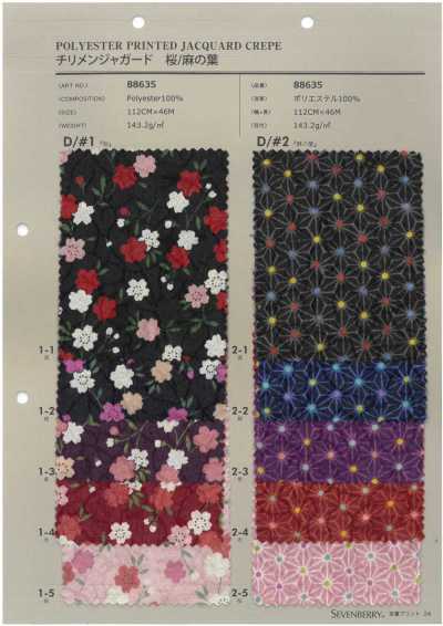 88635 SEVENBERRY® Jacquard chirimen fleur de cerisier/feuille de chanvre