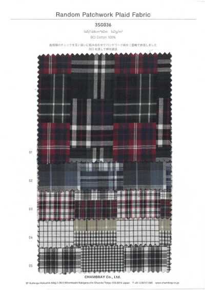 3SG036 Tissu patchwork à carreaux aléatoires