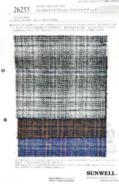 26255 Clo-Mor (Clo-Mor) Sergé de coton à carreaux multiples