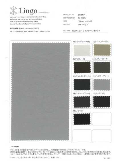 LIG6671 Oxford vintage Taslan en nylon