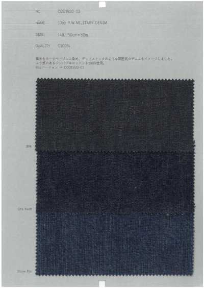 COD1920-03 Denim militaire P.W 10 oz