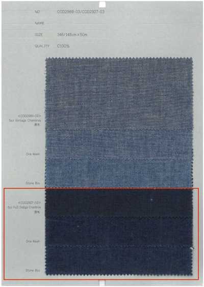 COD2927-03 Chambray indigo intégral 5 oz