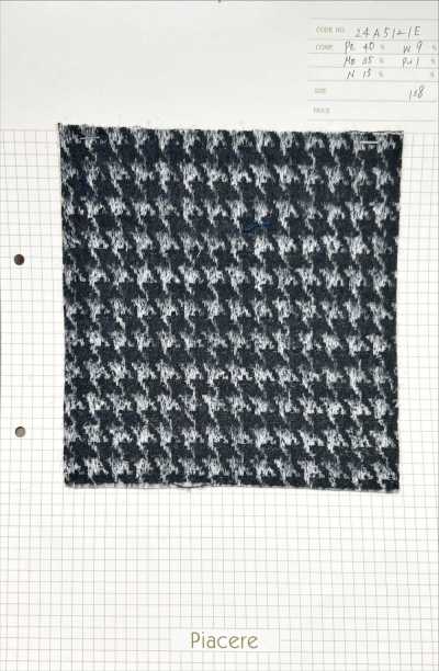 24A5121E Jacquard mohair à motif pied-de-poule et à poils longs