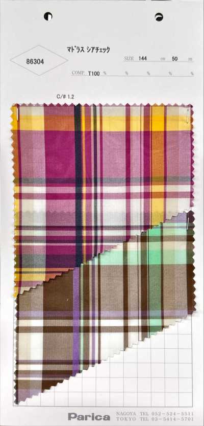 86304 Madras à carreaux transparent