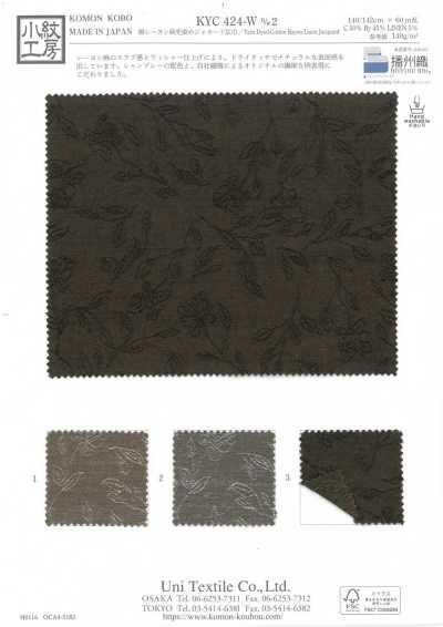 KYC424-W-D2 Jacquard tissé teint en coton, rayonne et lin, grande largeur