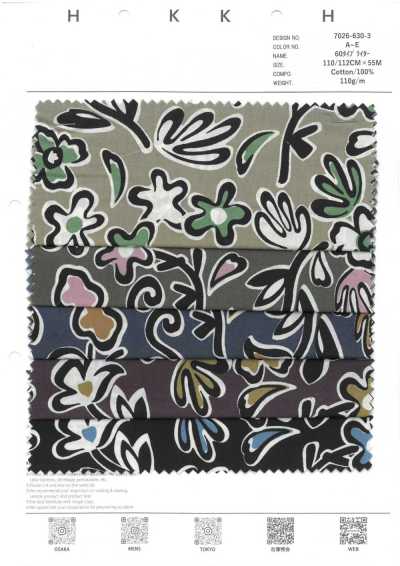 7026-630-3 Tissu Typewriter 60 à motif géométrique floral