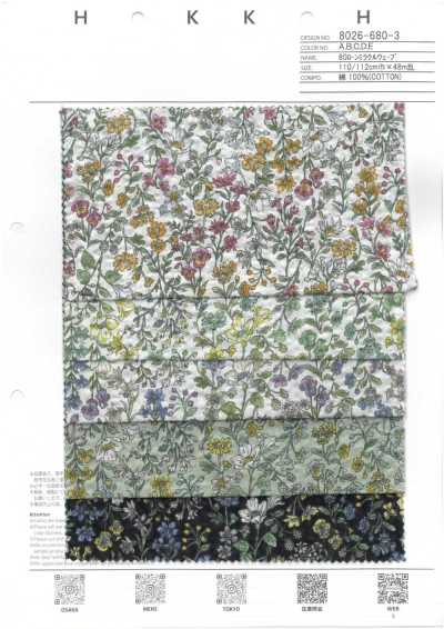 8026-680-3 Batiste 80 Miracle Wave à fines lignes, petit motif floral