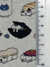 KTS6601 Impression Sur Toile De Lin Motif Chat Sushi[Fabrication De Textile] Sous-photo