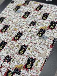KTS7106 Imprimé Chat Porte-bonheur Sur Toile De Lin[Fabrication De Textile] Sous-photo