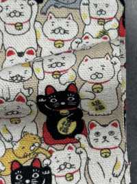 KTS7106 Imprimé Chat Porte-bonheur Sur Toile De Lin[Fabrication De Textile] Sous-photo