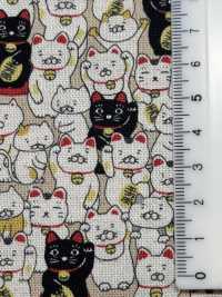 KTS7106 Imprimé Chat Porte-bonheur Sur Toile De Lin[Fabrication De Textile] Sous-photo