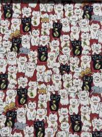 KTS7106 Imprimé Chat Porte-bonheur Sur Toile De Lin[Fabrication De Textile] Sous-photo