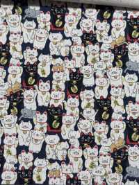 KTS7106 Imprimé Chat Porte-bonheur Sur Toile De Lin[Fabrication De Textile] Sous-photo