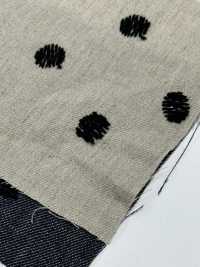 ON43698ID Broderie En Lin Façon Denim, Pois De 10 Cm (Style Indigo)[Fabrication De Textile] Oharayaseni Sous-photo