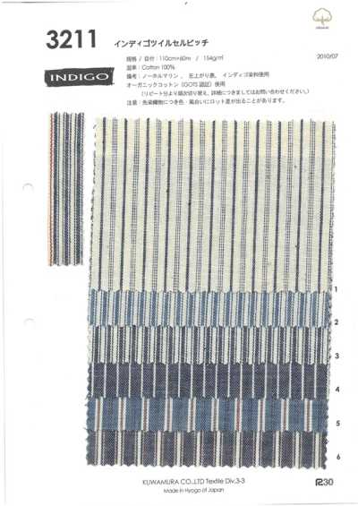 3211 Sergé à lisière indigo