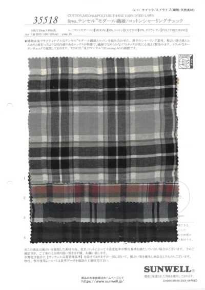 35518 Fuwa. TENCEL™ Fibre modale/coton à carreaux froncés
