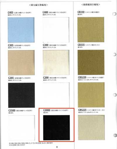 C3000 Tricot côtelé en coton 30 fils, côte circulaire 40W