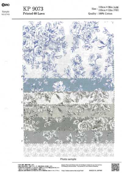KP9073 Batiste à imprimé floral dessiné à la main (rouleau)