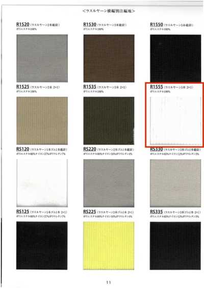 R1555 Fil Raschel côtelé 5 brins 2×1, largeur 60 cm