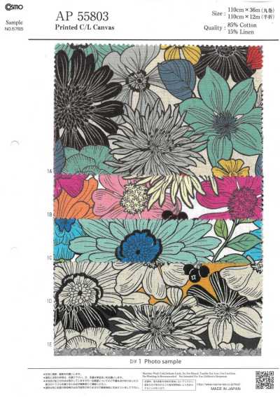 AP55803 Toile fleurie coton/lin (rouleau)
