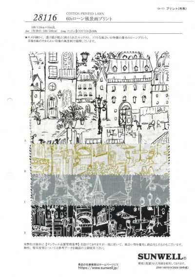 28116 Imprimé paysage en lawn 60s