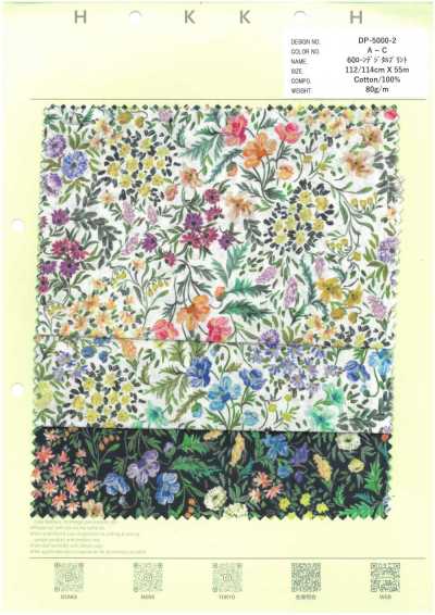 DP-5000-2 Batiste 60 fils à petites fleurs imprimée numériquement