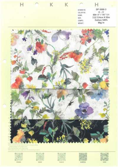 DP-5000-3 Lawn 60 imprimé numérique fleurs aquarelle