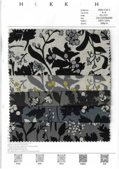 7026-1710-1 CL Toile écrue motif floral silhouette